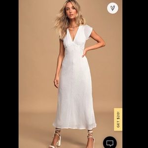 Let Love Grow White V-Neck Midi Dress - Medium